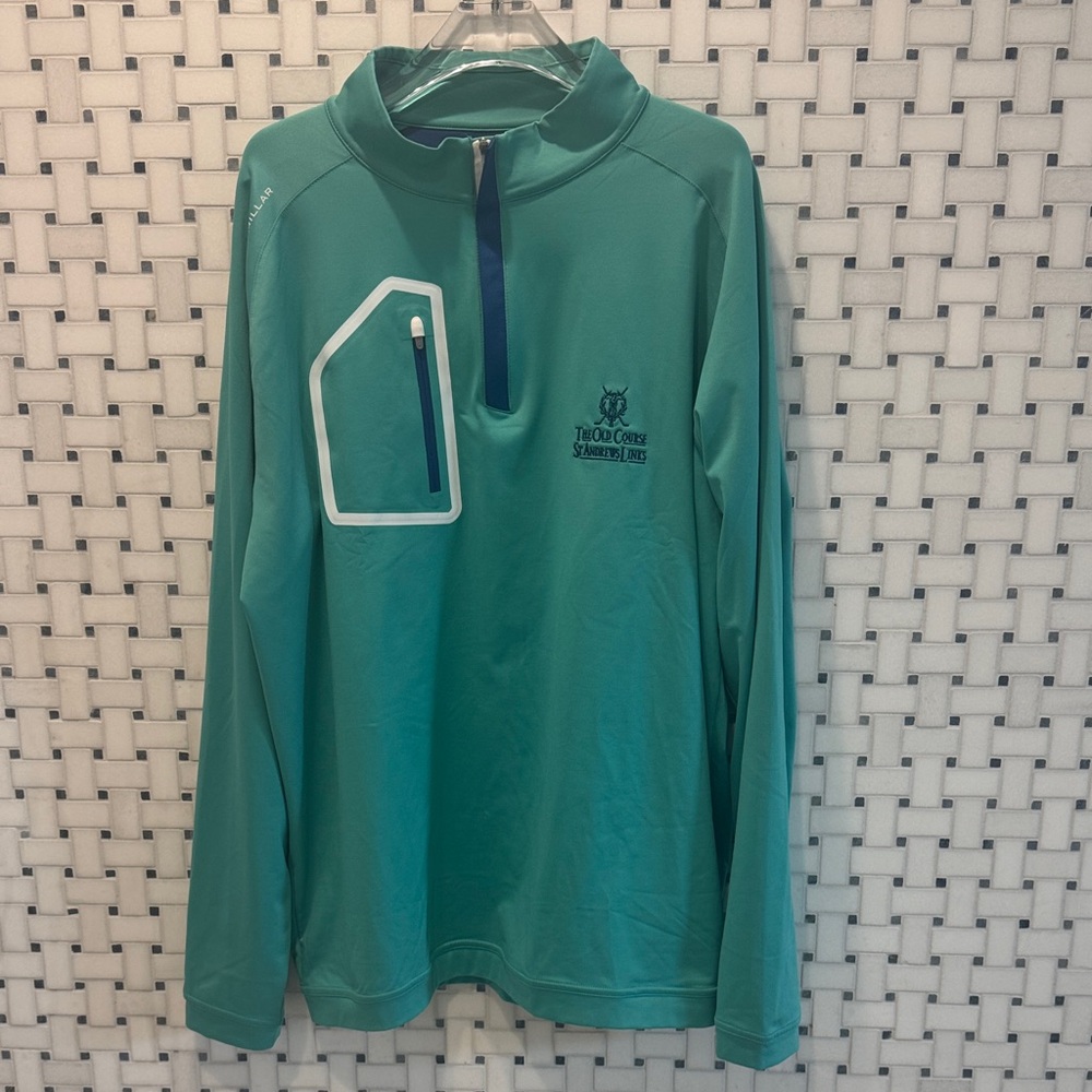 Peter Millar Teal and Navy Pullover from St. Andrew’s